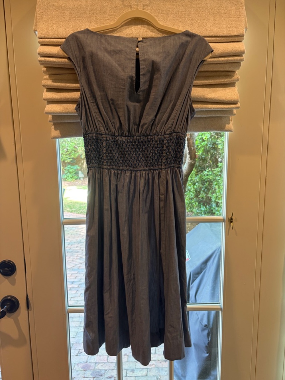 kate spade cotton blue sleeveless smocked-waist dress - Picture 4 of 6